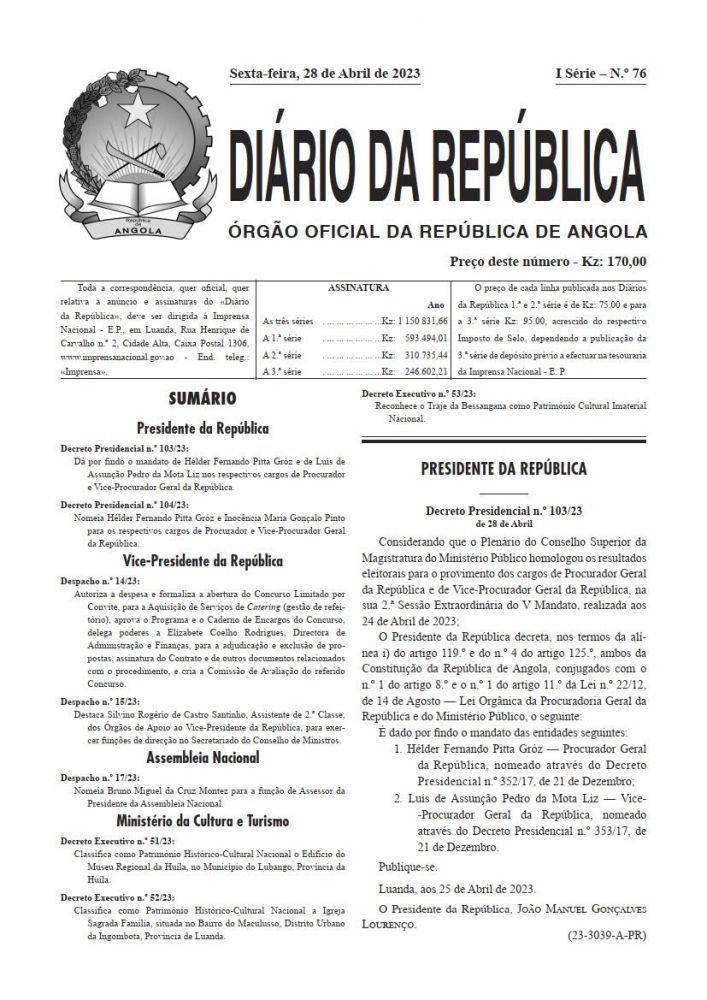 Diário da República  I.ª Série   n.º  76  de  28  de  Abril  de  2023