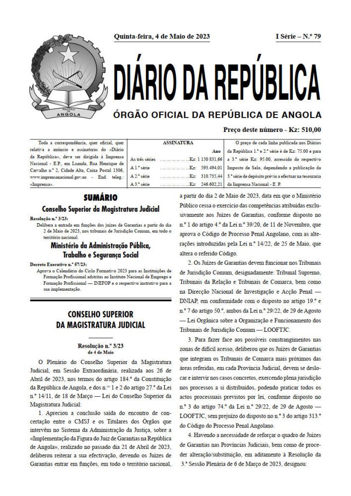 Diário da República  I.ª Série   n.º  79  de  4  de  Maio  de  2023