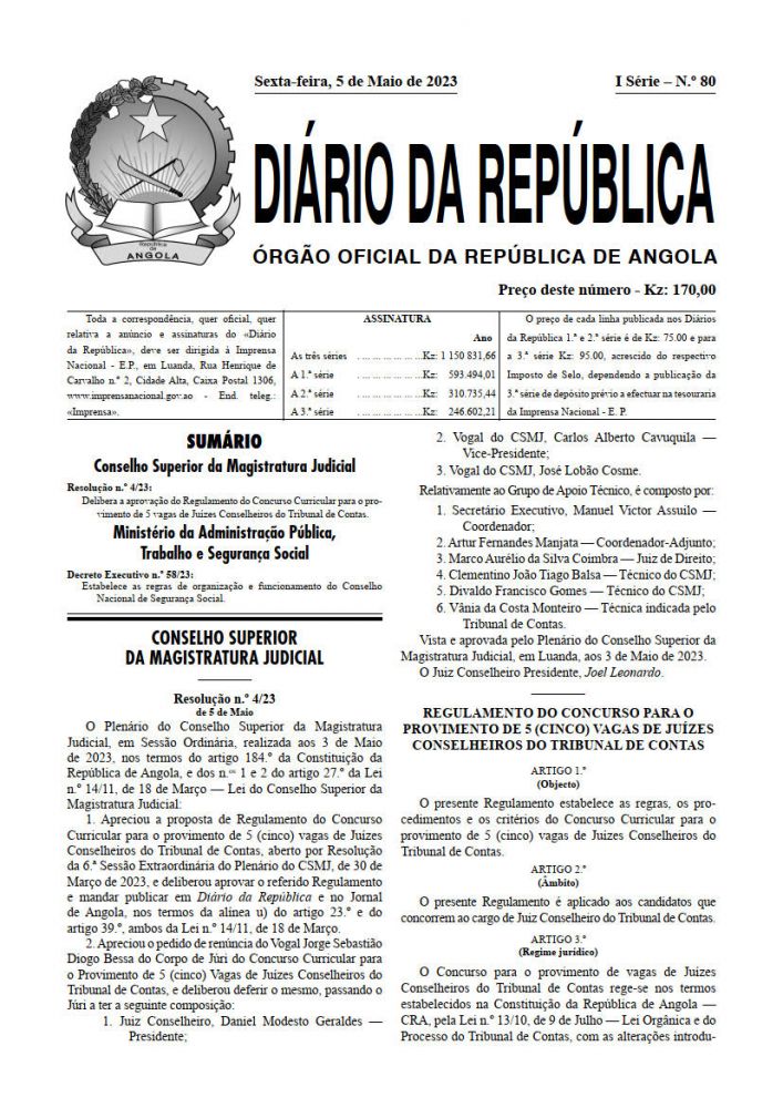 Diário da República  I.ª Série   n.º  80  de  5  de  Maio  de  2023